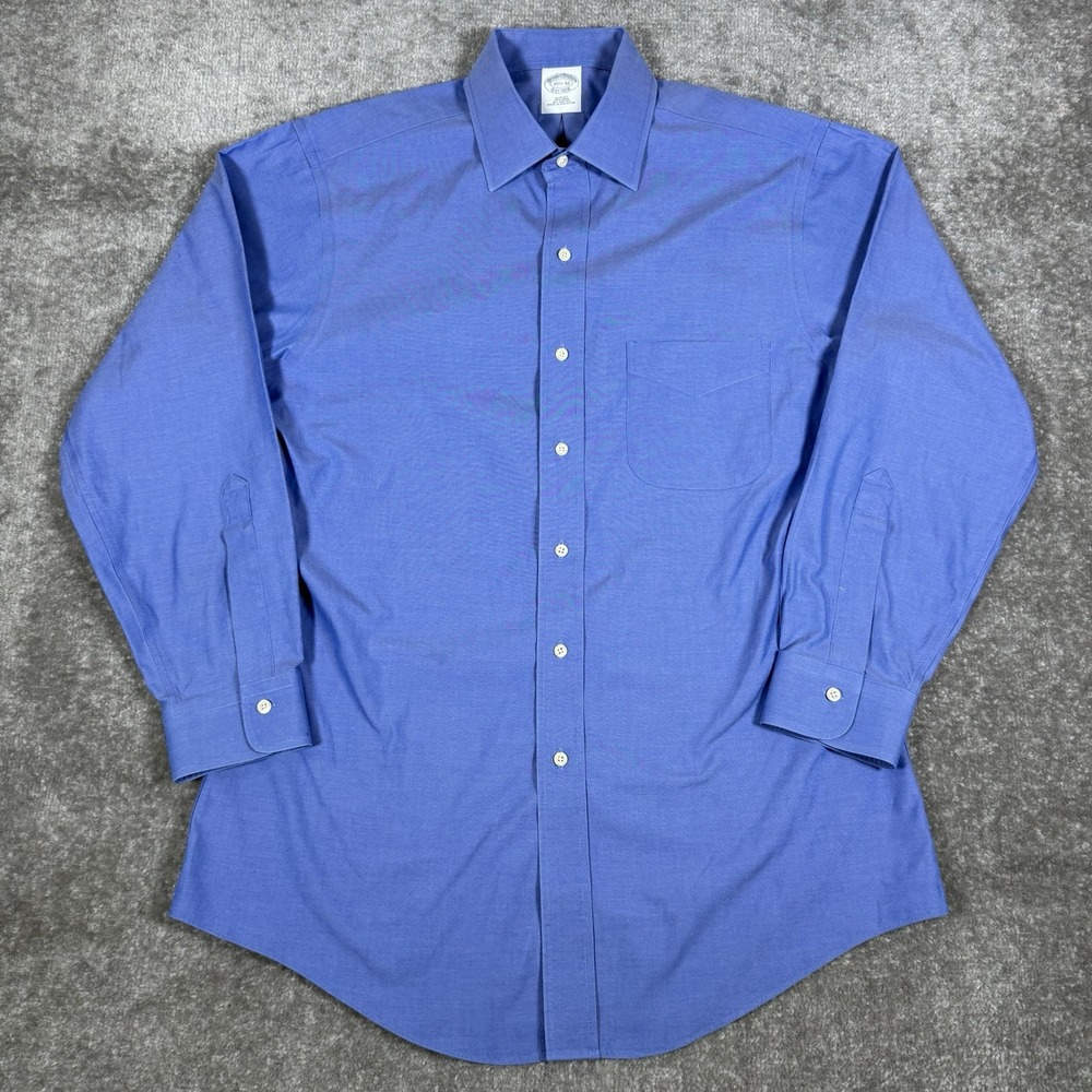 Brooks Brothers Dress Shirt Men's 15.5 32 Blue Slim‎ Fit Long Sleeve Button Up